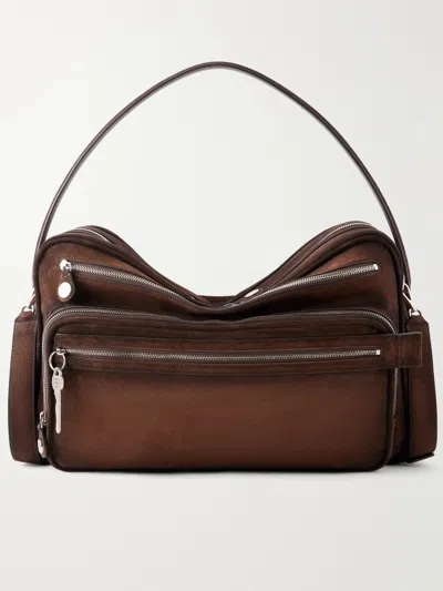 Acne Studios Camero Camera Waxed-suede Messenger Bag In Brown