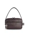 Acne Studios Chocolate Leather Shoulder Bag Keychain Detail In Brown