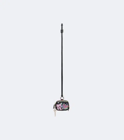 Acne Studios Camero Clip Printed Leather Earphones Case In Black