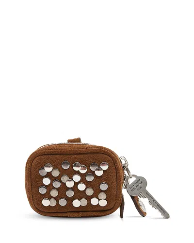Acne Studios Camero Clip Rivets Suede Coin Pouch In Brown