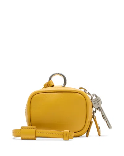 Acne Studios Camero Clip V Leather Pouch In Yellow