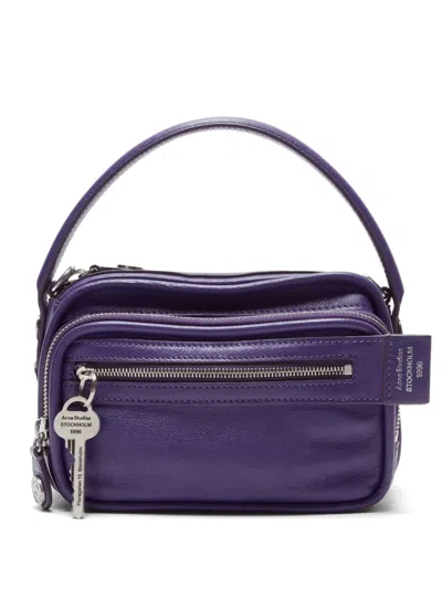 Acne Studios Camero Kit Zip Leather Crossbody Bag In Purple