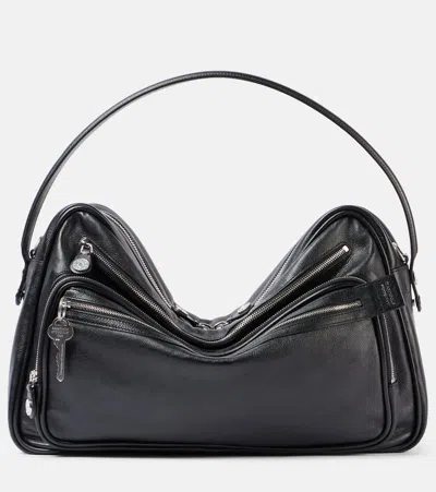 Acne Studios Camero Large Leather Shoulder Bag In Black