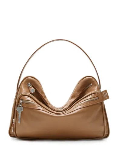 Acne Studios Camero Party Schultertasche Mit Mehreren Taschen In Braun