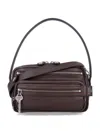 Acne Studios Chocolate Leather Shoulder Bag Keychain Detail In Brown