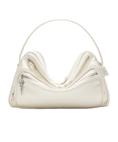 Acne Studios Camero Leather Shoulder Bag In White