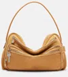 Acne Studios Camero Medium Suede Shoulder Bag In Sand