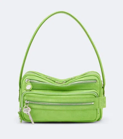 Acne Studios Camero Mini Suede Shoulder Bag In Green