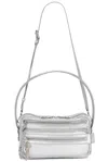 Acne Studios Camero Party Grainy Metallic Bag In Silver