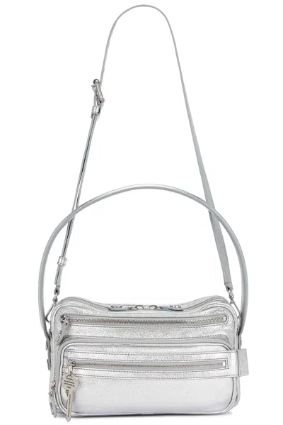 Acne Studios Camero Party Grainy Metallic Bag In Silver