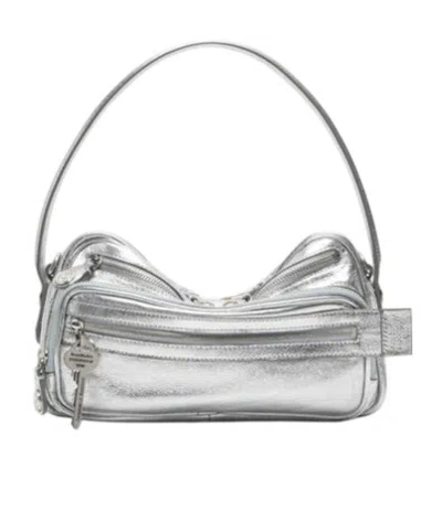 Acne Studios Camero Party Metallic-finish Shoulder Bag In Silver
