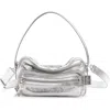 Acne Studios Camero Party Metallic Leather Shoulder Bag In Silver