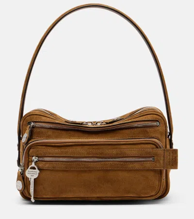 Acne Studios Camero Party Suede Shoulder Bag In Brown