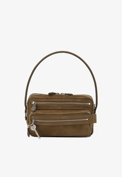 Acne Studios Camero Party Suede Shoulder Bag In Brown