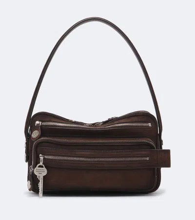 Acne Studios Camero Party Suede Shoulder Bag In Brown