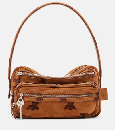 Acne Studios Camero Small Suede Shoulder Bag In Brown