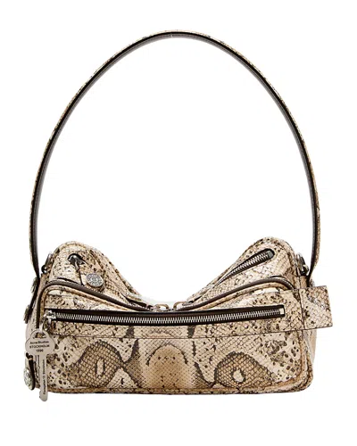 Acne Studios Camero Snake Embossed Leather Shoulder Bag In Purple