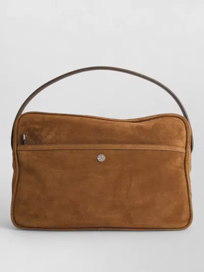 Acne Studios Camero Suede Laptop Bag Top Handle In Orange