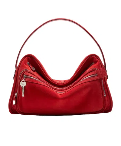 Acne Studios Camero Suede Shoulder Bag In Red