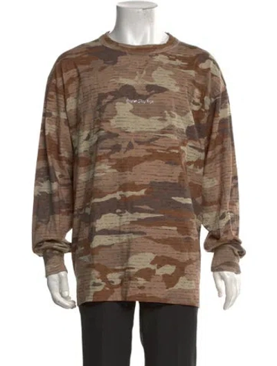 Pre-owned Acne Studios Camouflage Print Crew Neck T-shirt In Brown