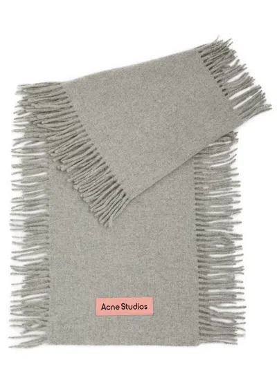 Acne Studios Canada Cancan Fringed Wool Scarf In Gray