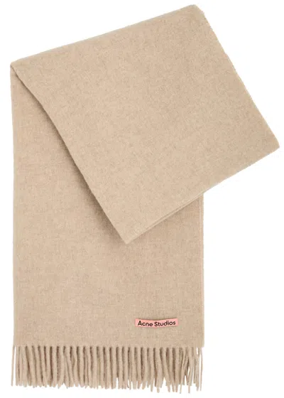 Acne Studios Canada Fringed Wool Scarf In Cream
