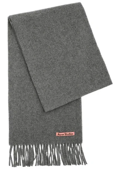 Acne Studios Canada Fringed Wool Scarf In Grey