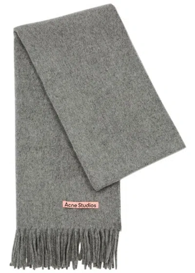 Acne Studios Canada Fringed Wool Scarf In Grey