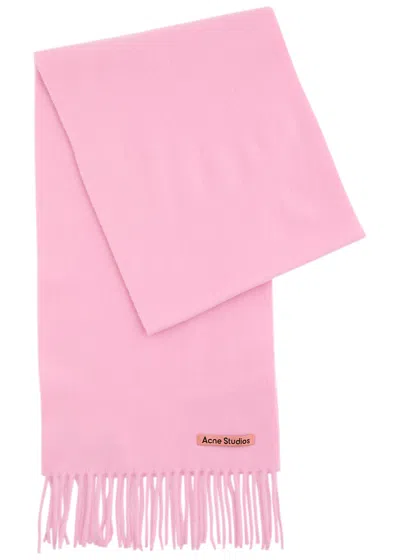 Acne Studios Canada Fringed Wool Scarf In Pink