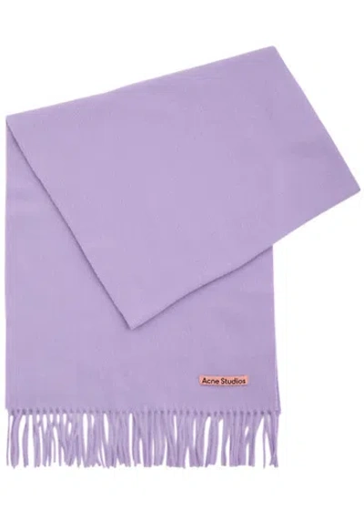 Acne Studios Canada Fringed Wool Scarf In Purple
