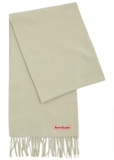 Acne Studios Canada Fringed Wool Scarf In Sage