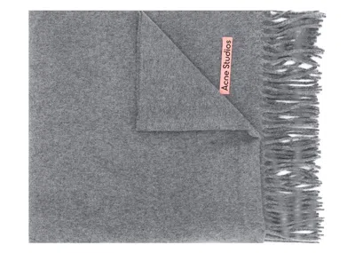 Pre-owned Acne Studios Canada New Fringed Scarf In Grey Melange In Gray