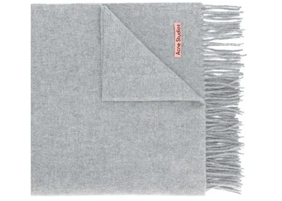 Pre-owned Acne Studios Canada New Fringed Scarf In Light Grey In Gray