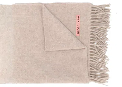 Pre-owned Acne Studios Canada New Fringed Scarf In Oatmeal Melange In Brown