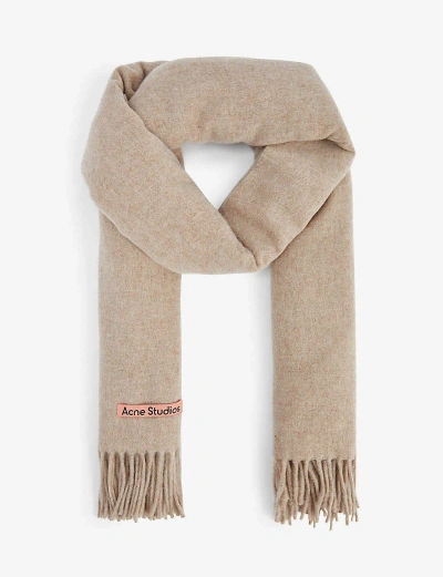 Acne Studios Womens Oatmeal Melange Canada New Fringed Wool Scarf