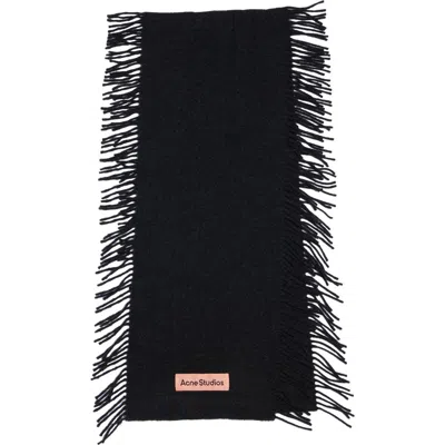 Acne Studios Canada Wool Fringe Scarf In Black Melange
