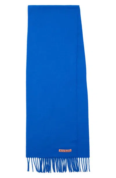 Acne Studios Canada Wool Fringe Scarf In Blue