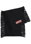 Acne Studios Black Fringe Wool Scarf In Black