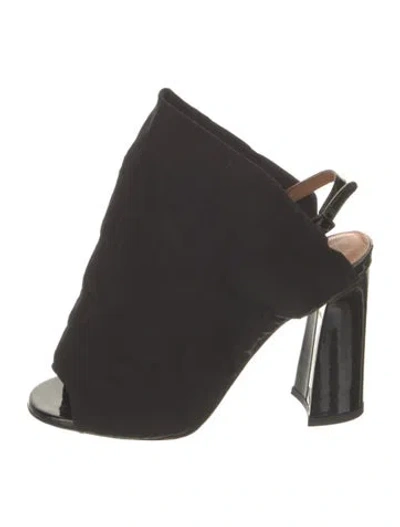 Pre-owned Acne Studios Canvas Leather Trim Embellishment Slingback Sandals In Black