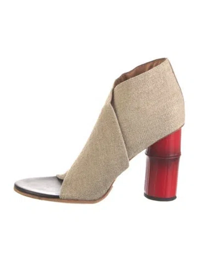 Pre-owned Acne Studios Canvas Pumps In Neutrals/red