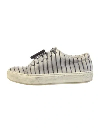 Pre-owned Acne Studios Canvas Striped Sneakers In White
