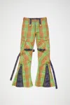 Acne Studios Checkered Cargo Trousers In Green,brown