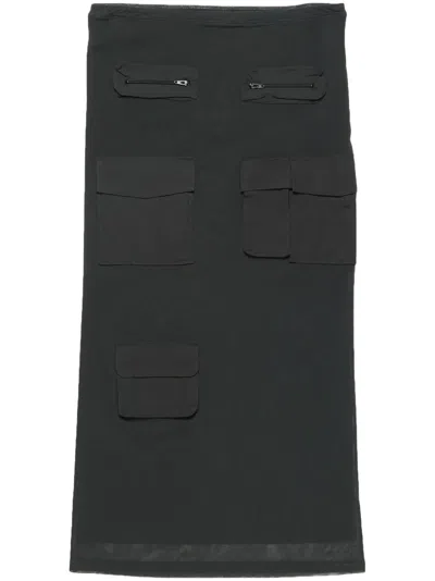 Acne Studios Cotton Poplin-trimmed Mesh Midi Skirt In Gray