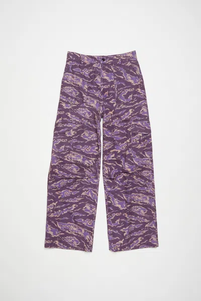 Acne Studios Cargo Print Trousers In Purple Multi