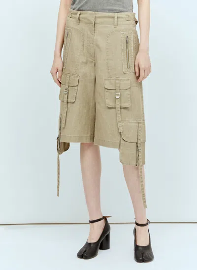 Acne Studios Embellished Cotton Cargo Shorts In Beige