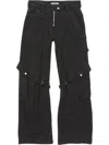 Acne Studios Cargo Trousers Woman Gray In Cotton In Black