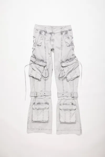 Acne Studios Cotton Cargo Trousers Dusty White In Grey
