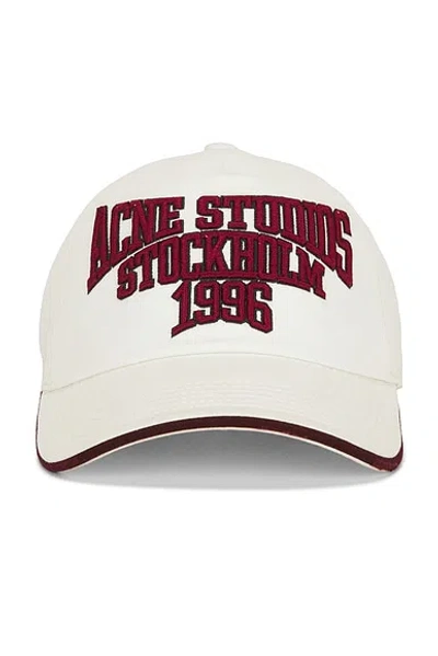 Acne Studios Carla College Embroidered Logo Adjustable Baseball Cap In White