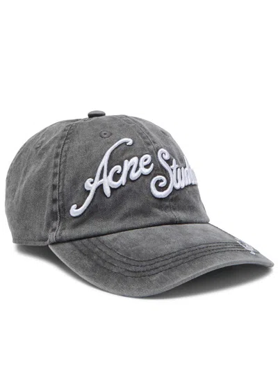 Acne Studios Carliy Tourist Logo-embroidered Cotton Cap In Black
