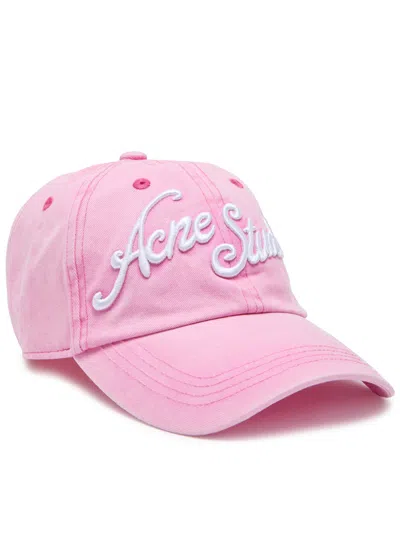 Acne Studios Carliy Tourist Logo-embroidered Cotton Cap In Light Pink